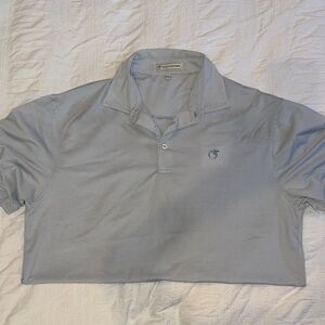 Peach State Pride Men's Gray Striped Polo Shirt